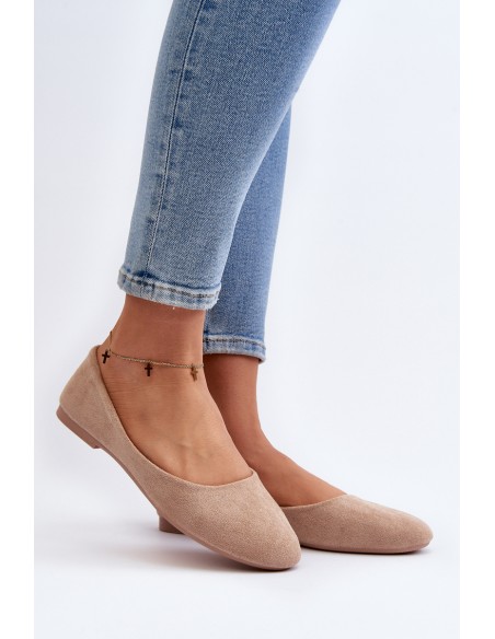 Beige Women's Suede Ballerina Flats Lasota