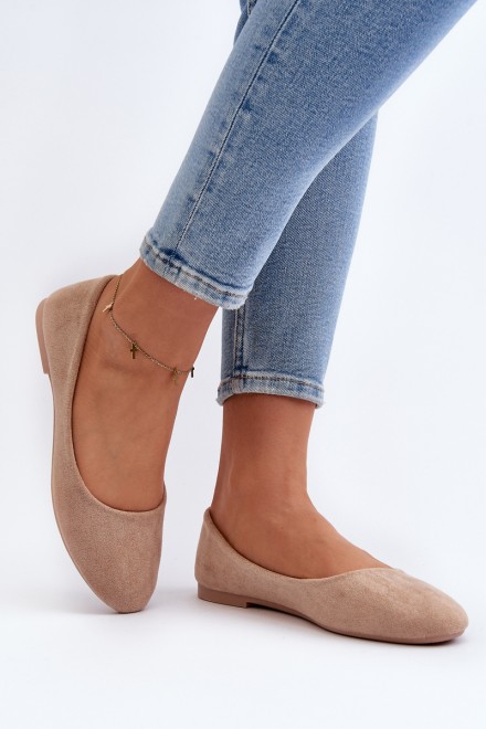 Beige Women's Suede Ballerina Flats Lasota 2