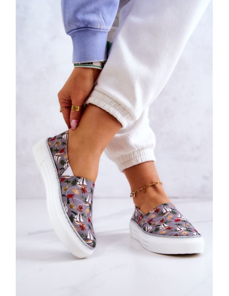 Women's Sneakers Slip On Memory Foam Big Star JJ276015 Grey