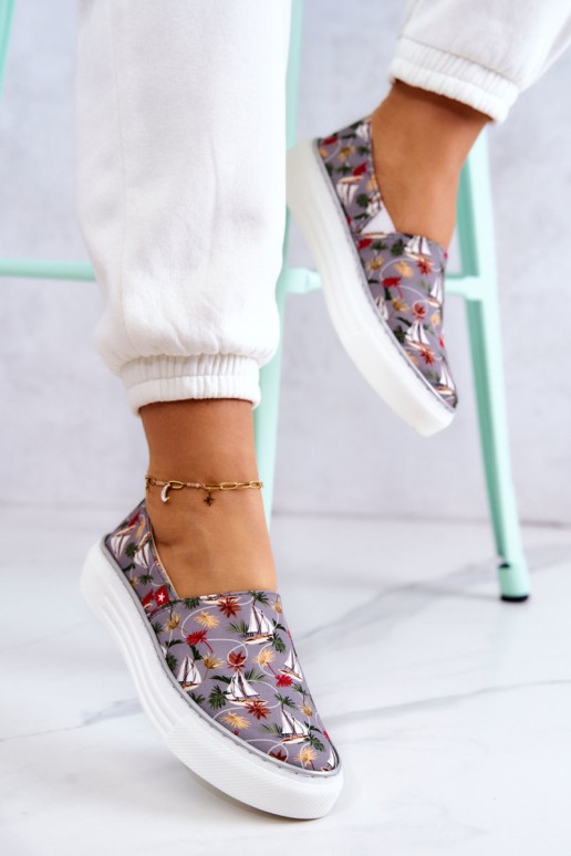 Women's Sneakers Slip On Memory Foam Big Star JJ276015 Grey