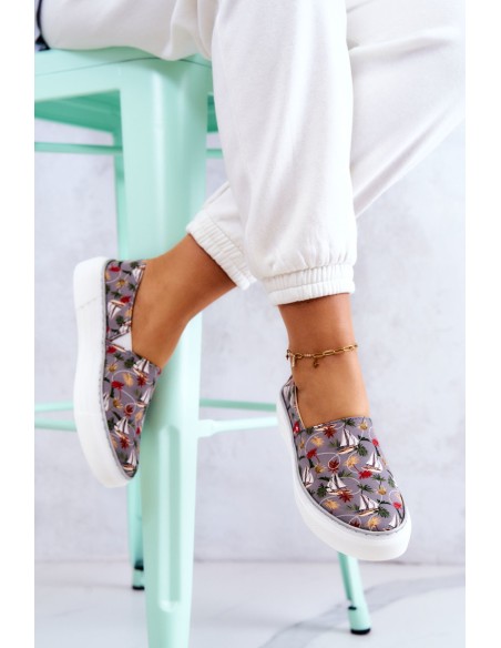 Women's Sneakers Slip On Memory Foam Big Star JJ276015 Grey