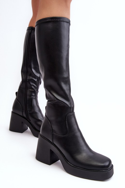 Women's Over-the-Knee Boots on Massive Heel D&A SN622-10 Black
