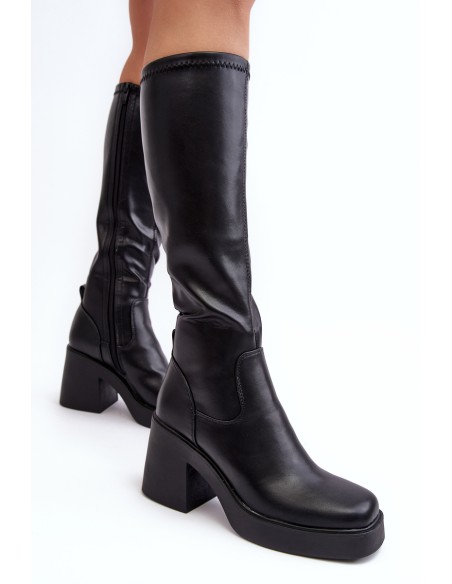 Women's Over-the-Knee Boots on Massive Heel D&A SN622-10 Black