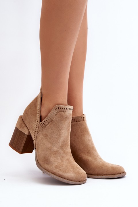 Ankle Boots on Chunky Heel with Cutout Light Beige Jolnima