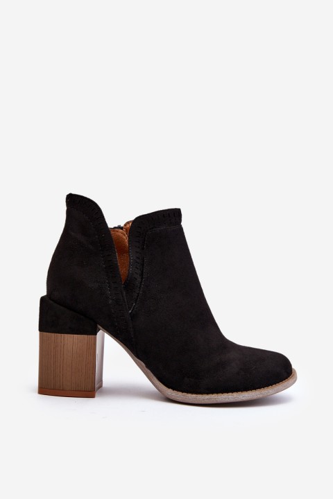 Ankle Boots on Chunky Heel with Cutout Black Jolnima