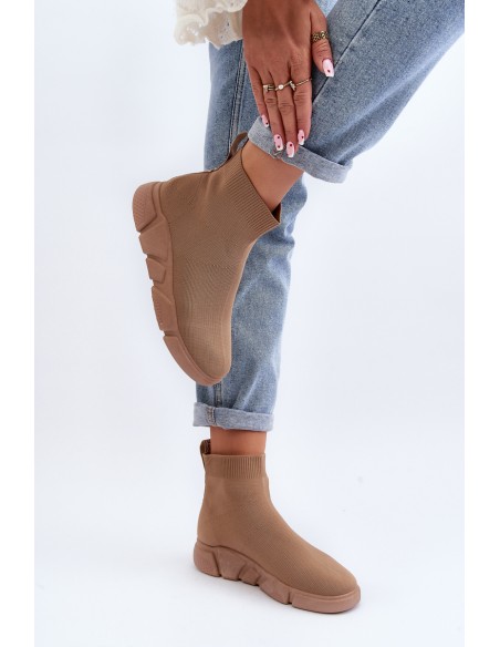 Women's Sports Shoes with Sock Beige Zirila