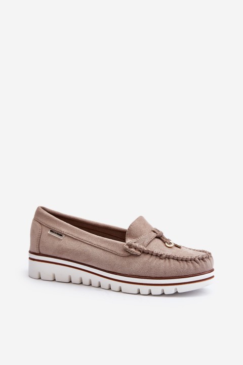 Women's Platform Loafers Beige Railav