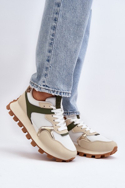 Women's Beige-Green Sports Sneakers Ralita 2