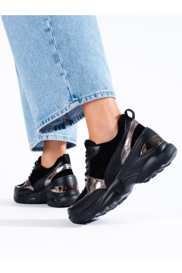 Sneakersy skórzane damskie czarne Shelovet 2