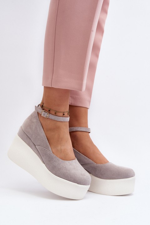 Women's Grey Wedge Espadrilles Malla