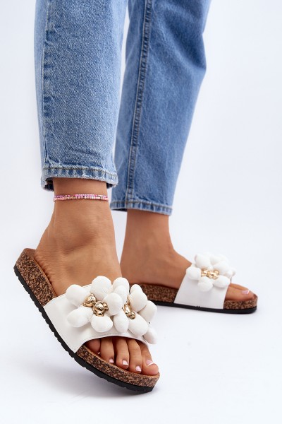 Women's White Sandals with Decorations Bunlia 2