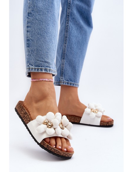 Women's White Sandals with Decorations Bunlia
