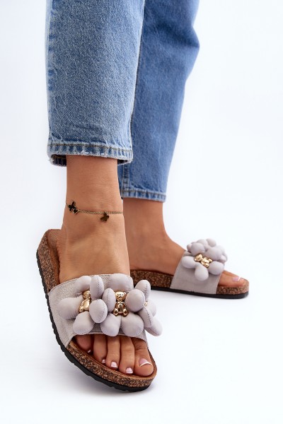 Women's Grey Sandals with Decorations Bunlia 2