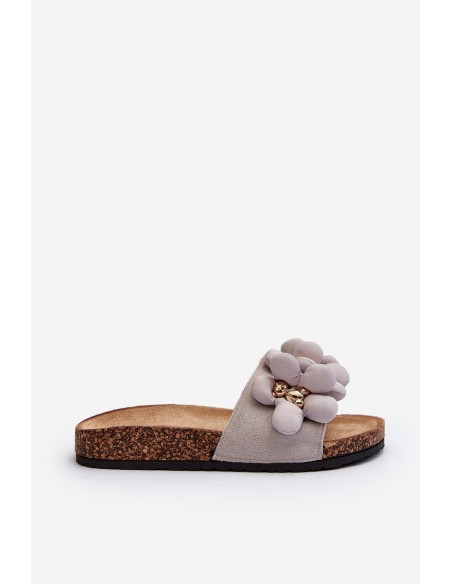 Women's Grey Sandals with Decorations Bunlia
