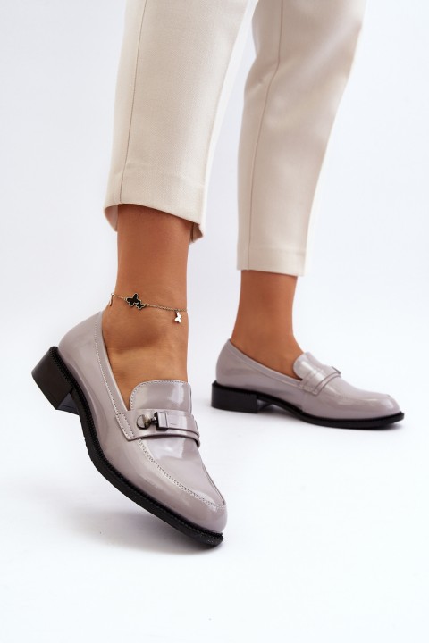 Women's Gray Patent Loafers Nerilaja