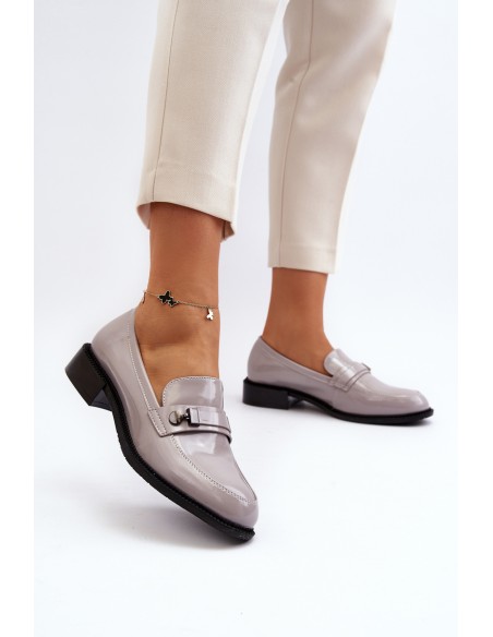 Women's Gray Patent Loafers Nerilaja