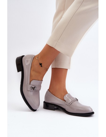 Women's Gray Patent Loafers Nerilaja