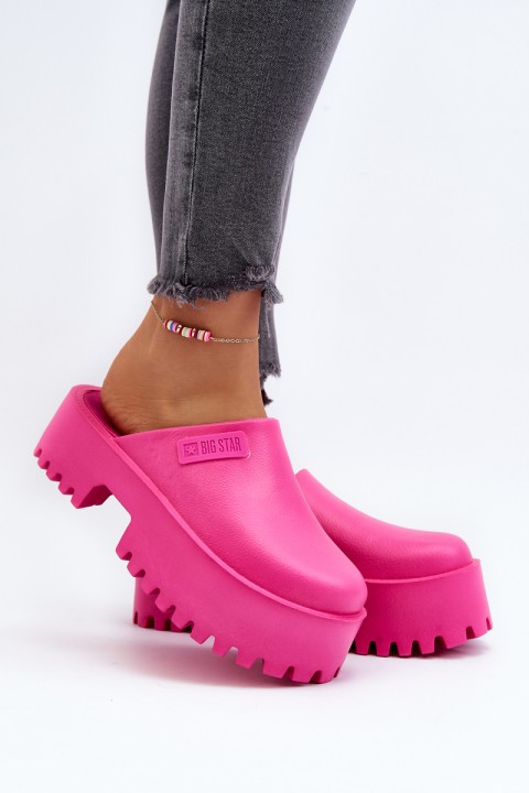 Women's Slides With Chunky Sole Big Star NN274019 Fuchsia