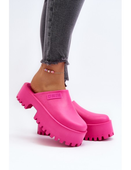 Women's Slides With Chunky Sole Big Star NN274019 Fuchsia