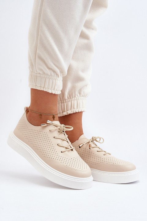 Beige Women's Cutout Sneakers Unassemia