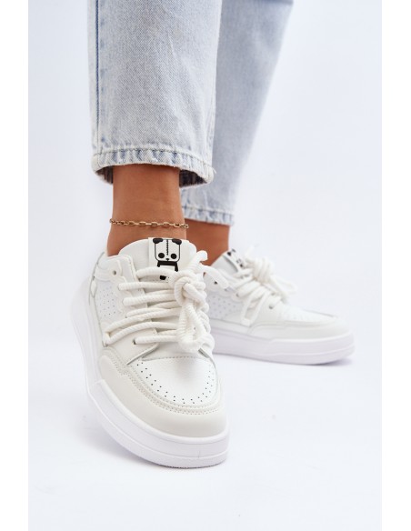 Women's White Faux Leather Sneakers Avanalis