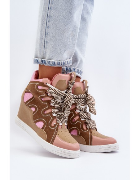 Women's Pink Wedge Sneakers Leoppa