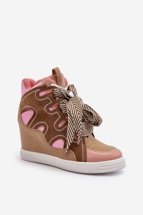 Women's Pink Wedge Sneakers Leoppa