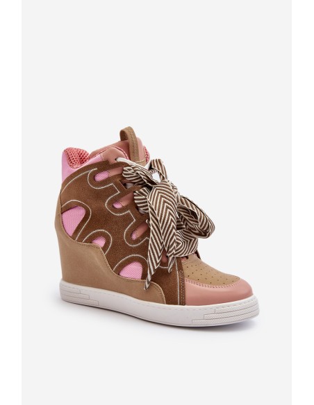Women's Pink Wedge Sneakers Leoppa