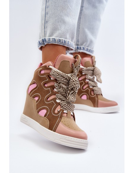 Women's Pink Wedge Sneakers Leoppa