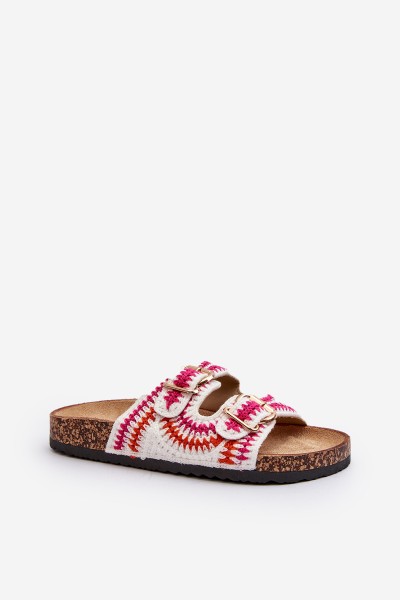 Women's White Slide Sandals with Cork Sole Fannea 2