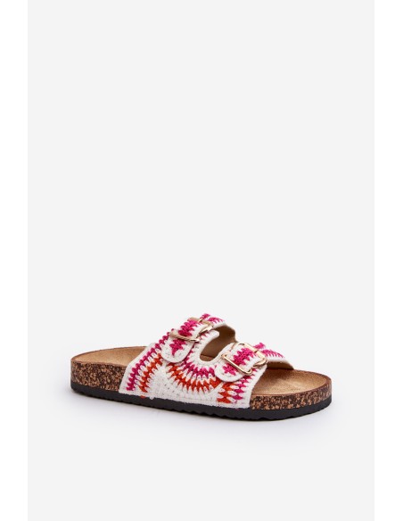 Women's White Slide Sandals with Cork Sole Fannea