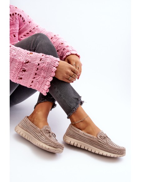 Women's Beige Loafers With Bow Reece