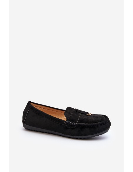Women's Classic Black Suede Moccasins Ontala
