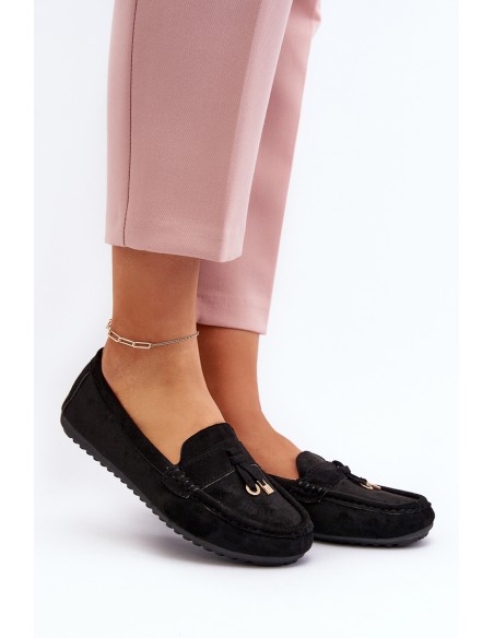 Women's Classic Black Suede Moccasins Ontala