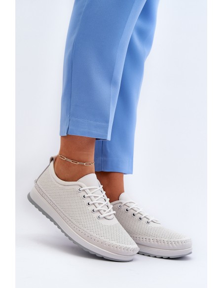 Leather Women's Sports Sneakers Beige Lalnai