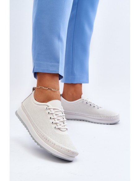 Leather Women's Sports Sneakers Beige Lalnai