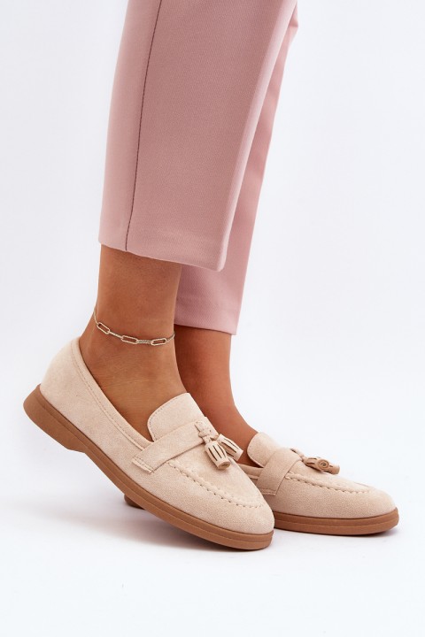 Women's Suede Moccasins Beige Dansitu