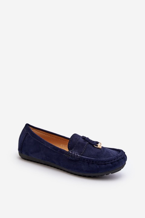 Women's Navy Classic Suede Moccasins Ontala