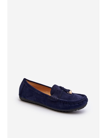 Women's Navy Classic Suede Moccasins Ontala