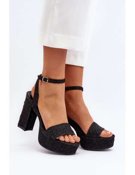 Black Jeans Sandals with Heel Acrana