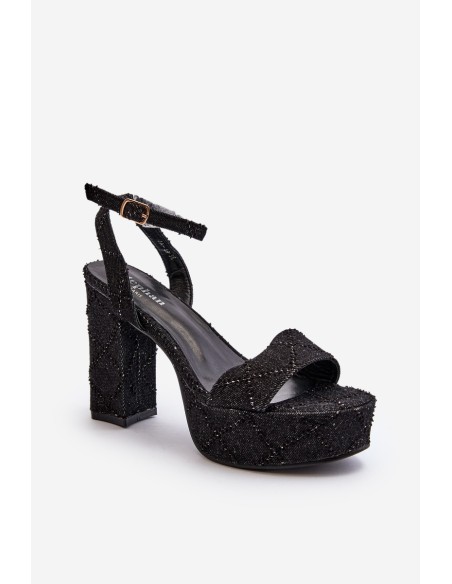 Black Jeans Sandals with Heel Acrana