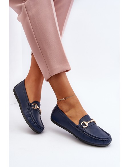 Women's Classic Eco Leather Moccasins Navy Demese