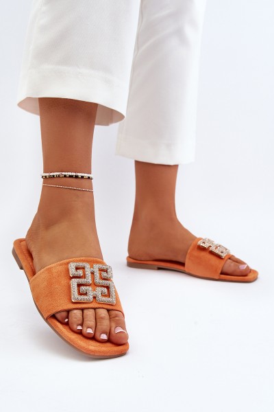 Women's Flat Sandals with Orange Decoration Inaile 2