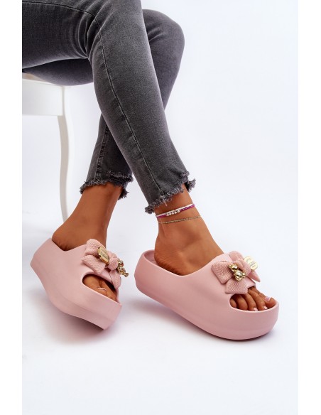 Women's Foam Flip Flops with Bow Pink Salessa