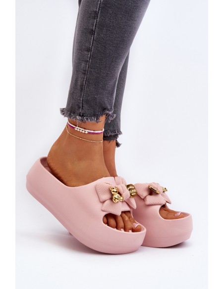 Women's Foam Flip Flops with Bow Pink Salessa