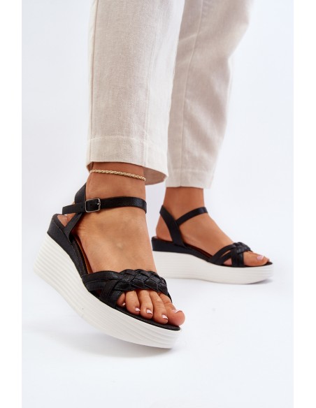 Black Wedge Sandals Esinna