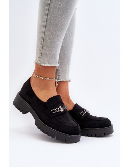 Black Suede Women's Moccasins with Decoration Loraleima