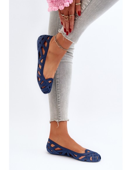 Women's Rubber Ballerina Flats Navy Blue Salam