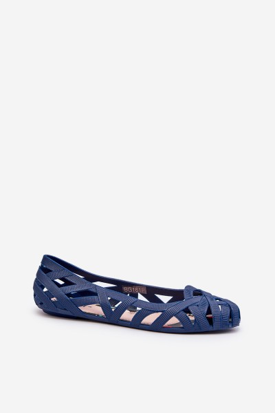 Women's Rubber Ballerina Flats Navy Blue Salam 2