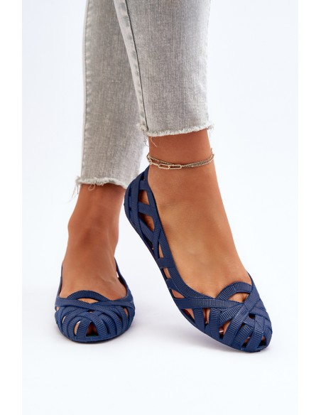 Women's Rubber Ballerina Flats Navy Blue Salam